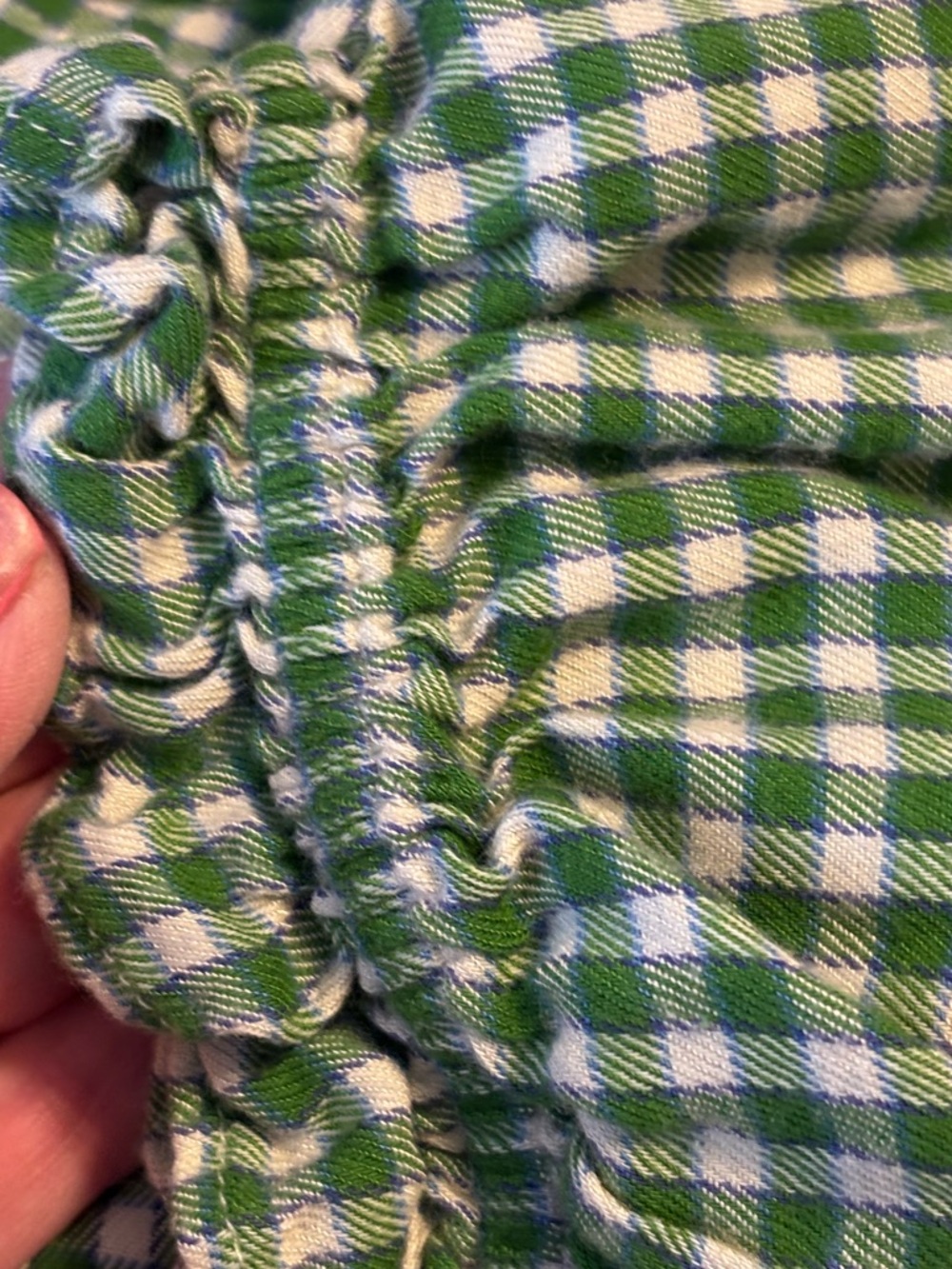 Gap Rounded Collar Shirt Women’s Med Green Plaid Ruffle Preppy Short Sleeve - Picture 8 of 8